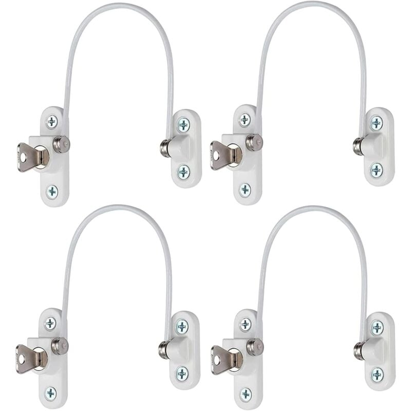 foto del prodotto 4 pcs cavo di sicurezza frigorifero per bambini con chiavi cavo limitatore di apertura per cassetto armadio bianco