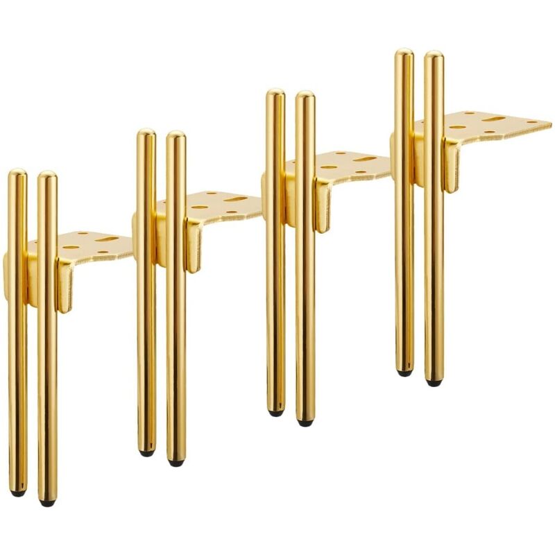 foto del prodotto 4 pcs gambe di mobili in metallo gambe ricambio per tavolo divano letto con viti dorato 18cm
