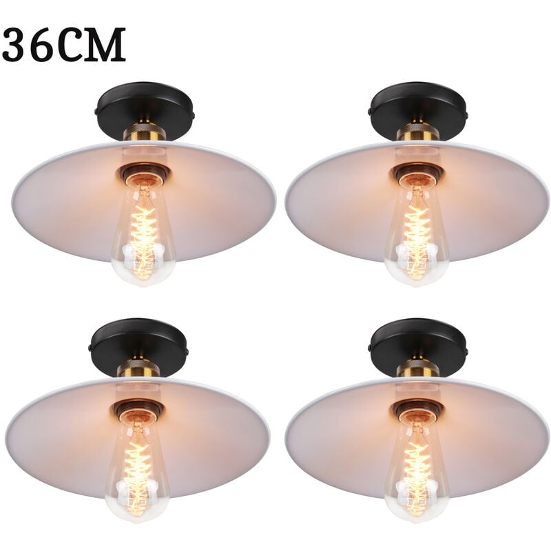 foto del prodotto 4 pezzi 36cm lampada da soffitto vintage retr e27 lampadario ferro forma di cappello per camera da letto scale soggiorno bianco