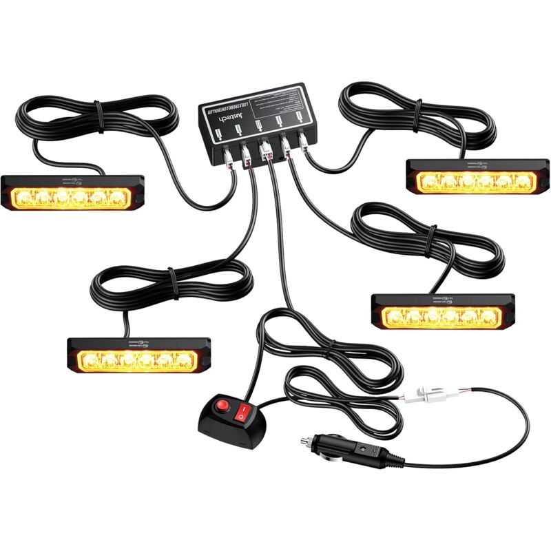 foto del prodotto 4 pezzi 6 led luci stroboscopiche per auto luci lampeggianti di emergenza luci lampeggianti di emergenza 8 modalit ip65 impermeabili con scatola di