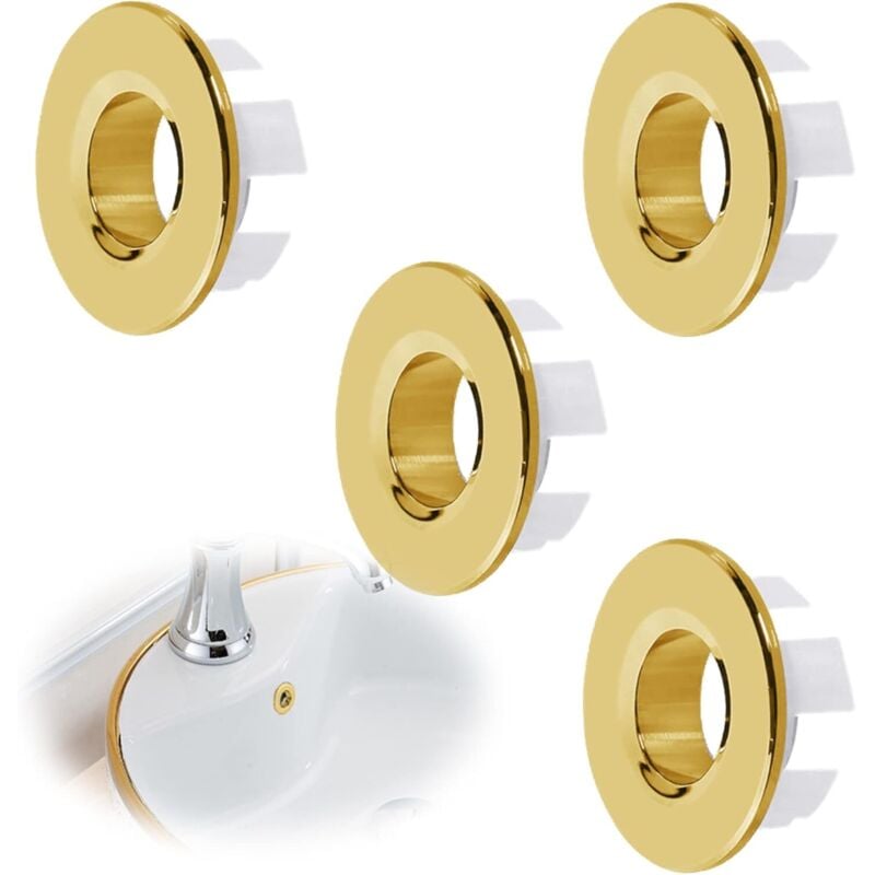 foto del prodotto 4 pezzi anello di troppo pieno per lavandino, copertura di troppo pieno per lavandino anello di troppo pieno rotondo per lavandino copertura di troppo pieno per lavandino da bagno foro per lavandino d