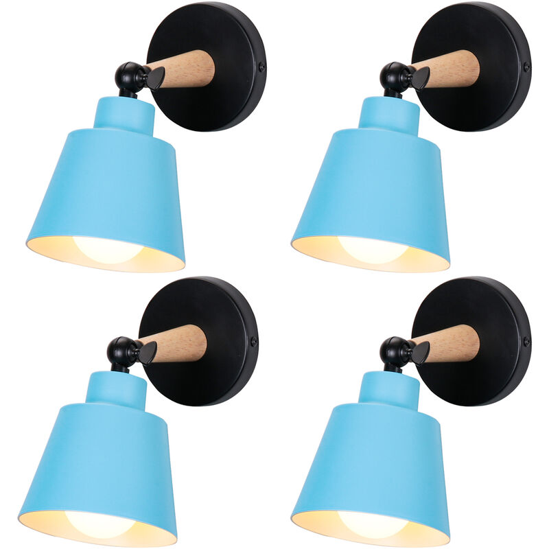 foto del prodotto 4 pezzi applique da parete interno, moderna lampada da parete con paralume regolabile e27 edison per soggiorno camera da letto sala da pranzo blu 