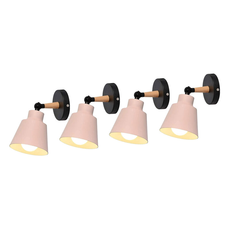 foto del prodotto 4 pezzi applique da parete interno, moderna lampada da parete con paralume regolabile e27 edison per soggiorno camera da letto sala da pranzo rosa 