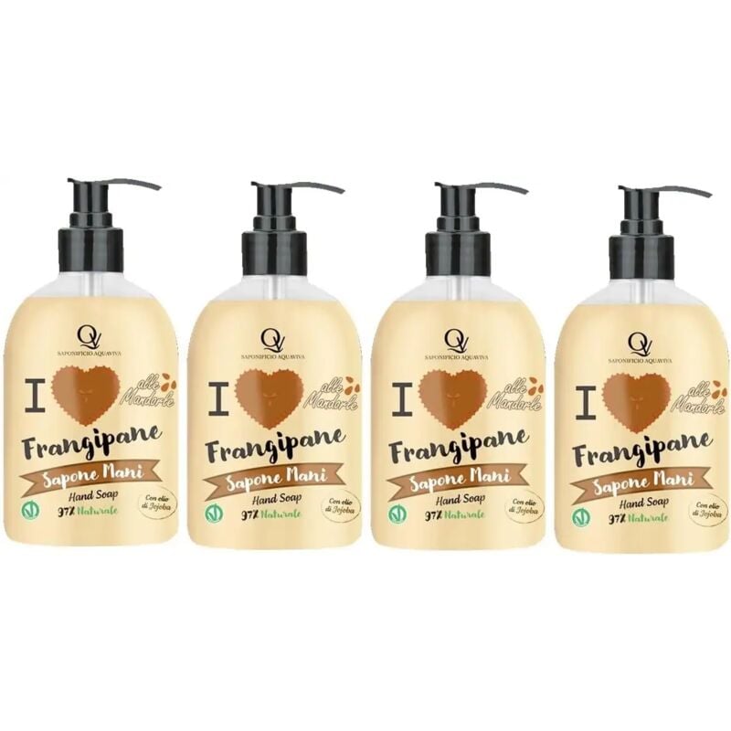 foto del prodotto 4 pezzi aquaviva sapone liquido frangipane 500ml profumo dolce e delicato