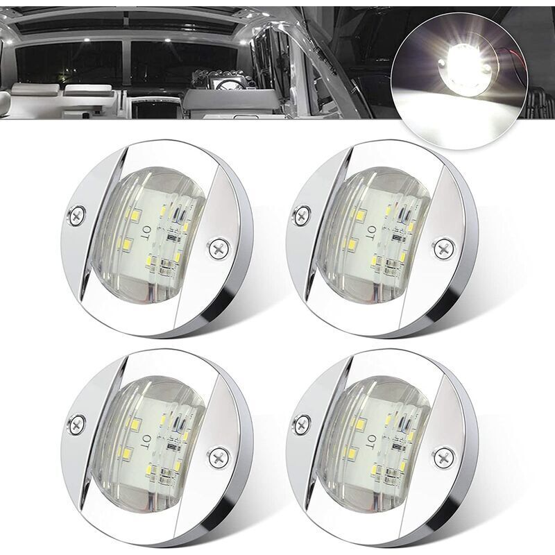 foto del prodotto 4 pezzi bianco dc12v 6 led luci di posizione laterali luci di navigazione impermeabili marine barca yacht rotondo specchio di poppa ancora luci di