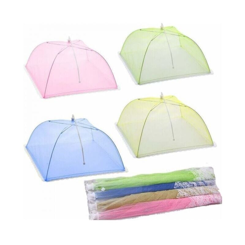 foto del prodotto 4 pezzi copertura per alimenti copertura per insetti tenda per alimenti ombrello pieghevole in rete per alimenti rosa, verde, giallo, blu 