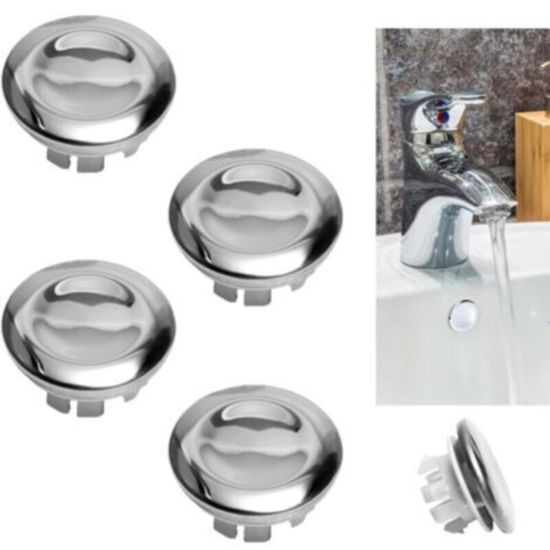 foto del prodotto 4 pezzi di copertura per troppo pieno per lavandino, copertura decorativa per troppo pieno, tappo per troppo pieno per lavandino, utilizzata per