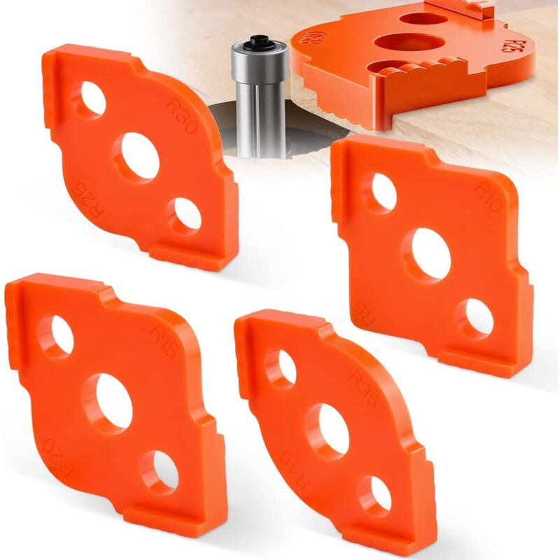 foto del prodotto 4 pezzi di guida per fresatrice con raggio in lega, guida per fresatrice per lavorazione del legno r5 r40 sul tavolo, accessori per fresatura con