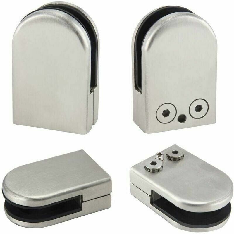foto del prodotto 4 pezzi di staffe per morsetti in vetro, 6 8 mm, in acciaio inox, supporti per morsetti in vetro regolabili, argento