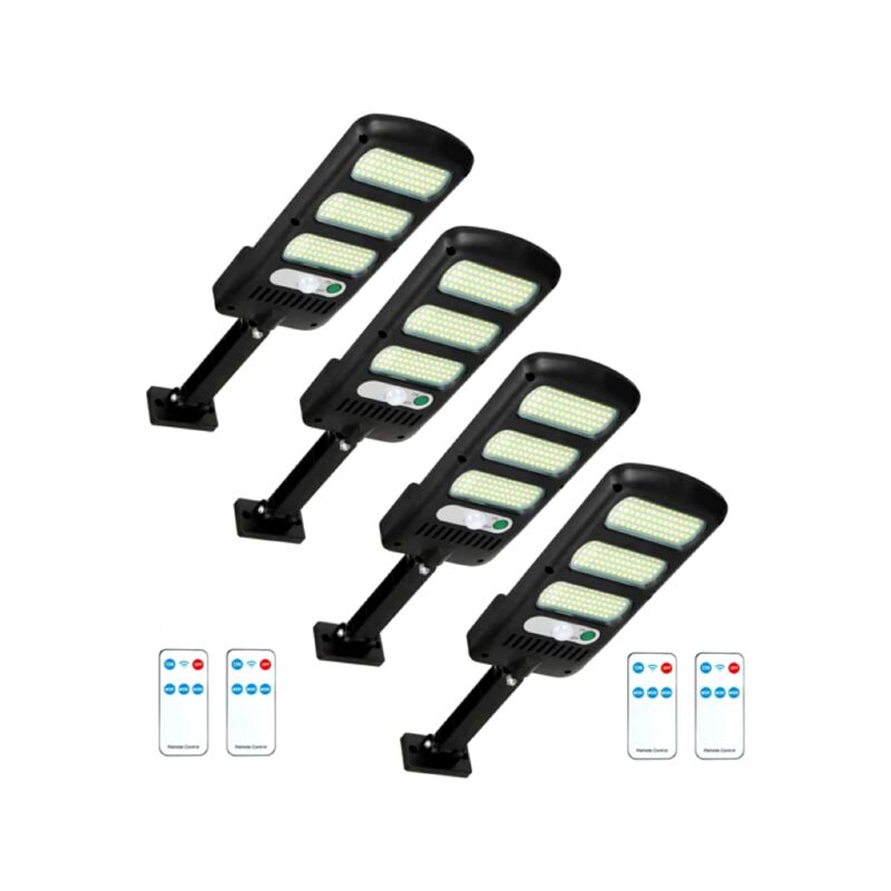foto del prodotto 4 pezzi faro lampione 213 led stradale solare fotovoltaico sensore di movimento