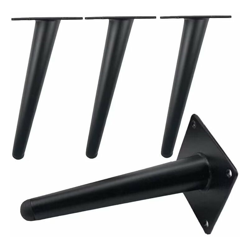 foto del prodotto 4 pezzi gambe da tavolo oblique gambe per armadi in metallo, gambe per mobili a cono, nero, altezza 10 cm, base silenziosa antiscivolo per divani,