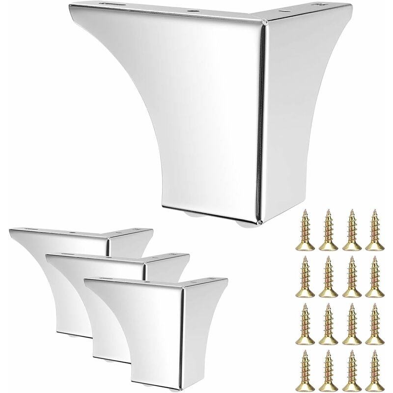 foto del prodotto 4 pezzi gambe per divano moderne 100mm gambe per letto antiscivolo con viti piedini per mobili tavolo armadio cromo