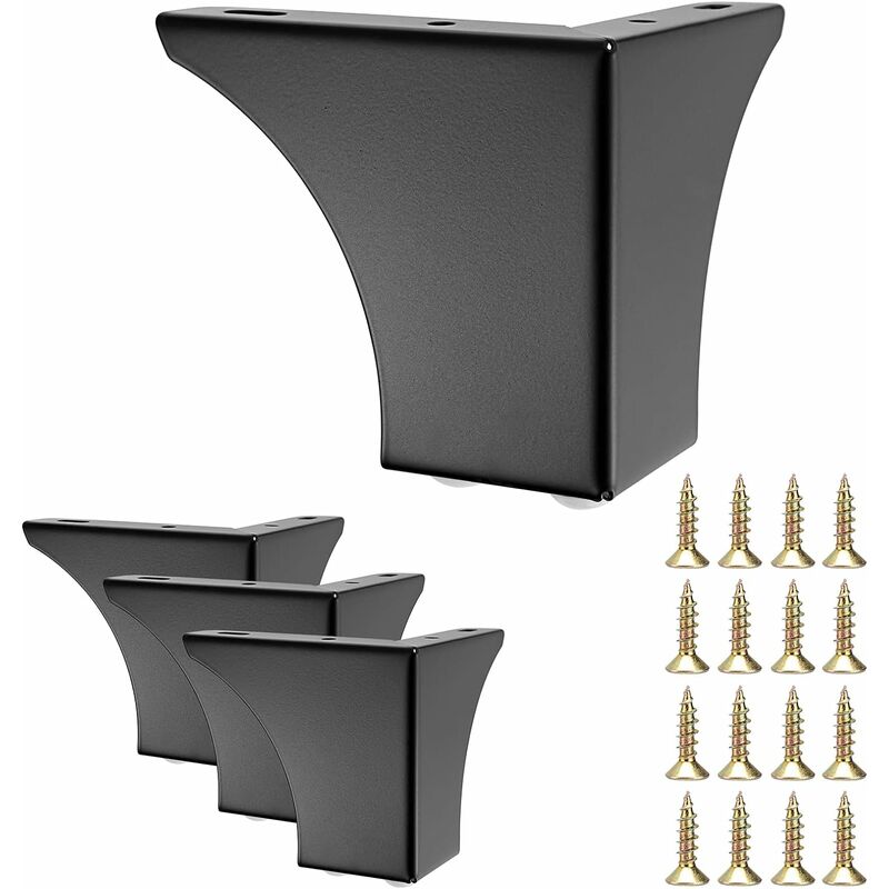 foto del prodotto 4 pezzi gambe per divano moderne 100mm gambe per letto antiscivolo con viti piedini per mobili tavolo armadio nero