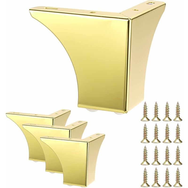 foto del prodotto 4 pezzi gambe per divano moderne 100mm gambe per letto antiscivolo con viti piedini per mobili tavolo armadio oro
