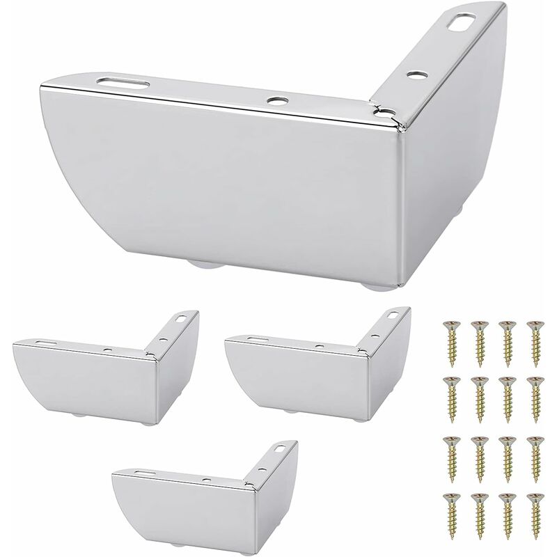 foto del prodotto 4 pezzi gambe per divano moderne 55mm gambe per letto antiscivolo con viti piedini per mobili tavolo armadio cromo