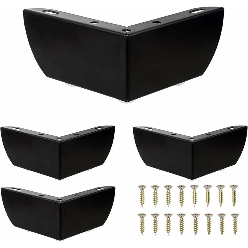 foto del prodotto 4 pezzi gambe per divano moderne 55mm gambe per letto antiscivolo con viti piedini per mobili tavolo armadio nero