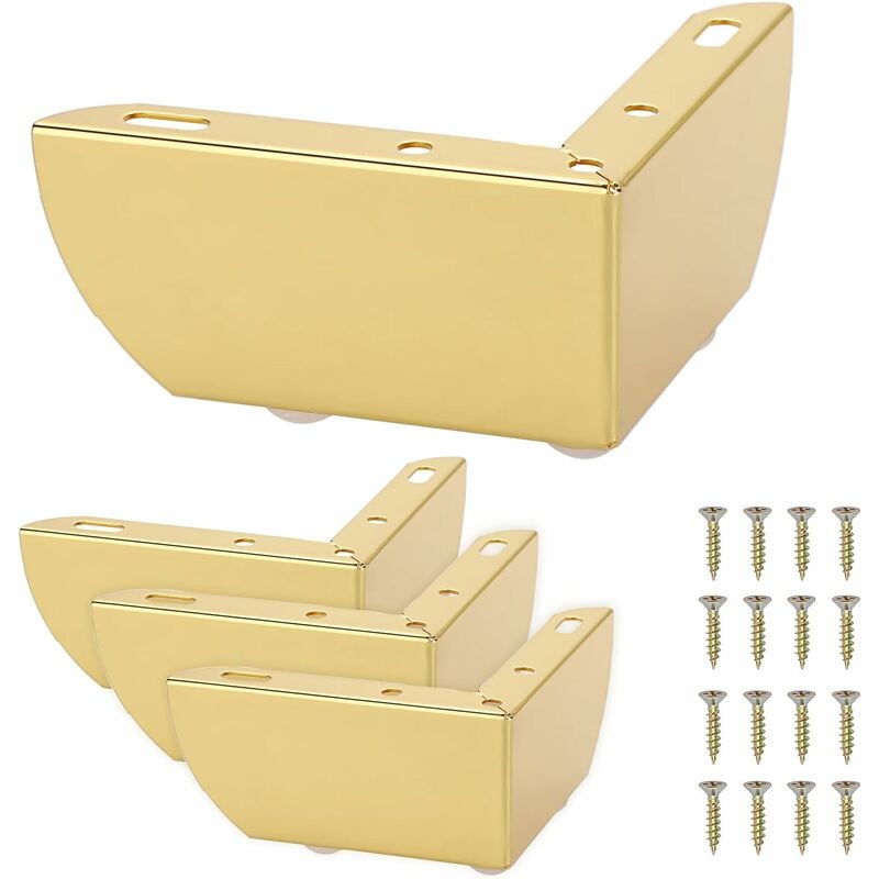 foto del prodotto 4 pezzi gambe per divano moderne 55mm gambe per letto antiscivolo con viti piedini per mobili tavolo armadio oro