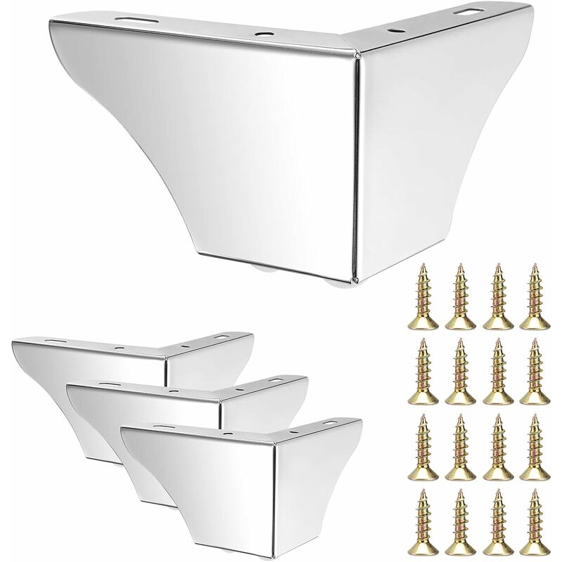 foto del prodotto 4 pezzi gambe per divano moderne 75mm gambe per letto antiscivolo con viti piedini per mobili tavolo armadio cromo