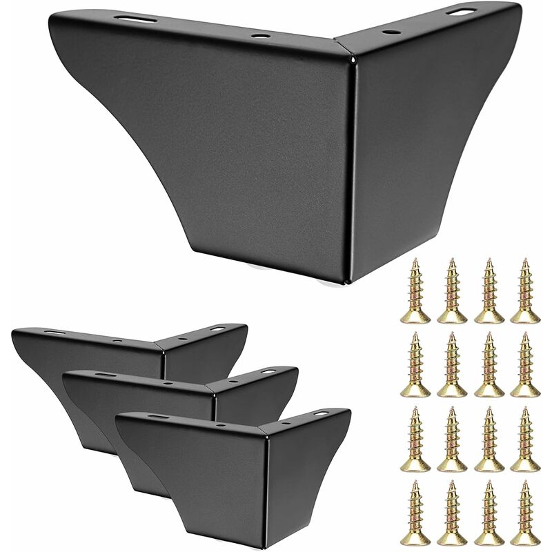 foto del prodotto 4 pezzi gambe per divano moderne 75mm gambe per letto antiscivolo con viti piedini per mobili tavolo armadio nero