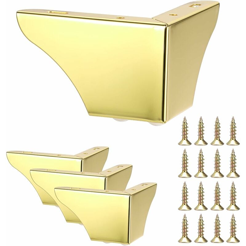 foto del prodotto 4 pezzi gambe per divano moderne 75mm gambe per letto antiscivolo con viti piedini per mobili tavolo armadio oro
