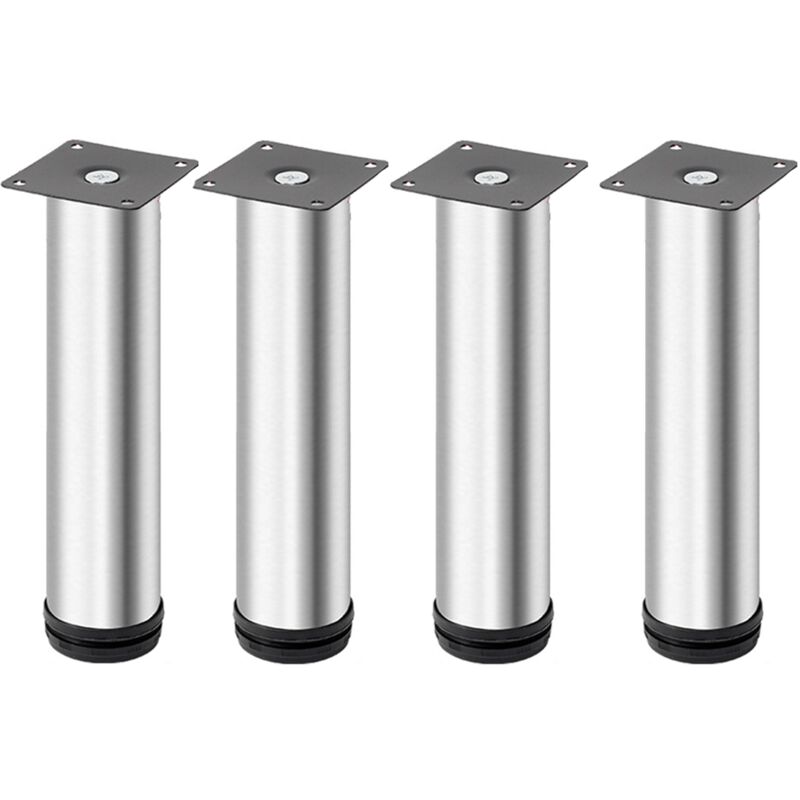foto del prodotto 4 pezzi gambe per mobili in acciaio inossidabile regolabili, argento, 18 cm, gambe per tavolo in metallo, piedini per mobili