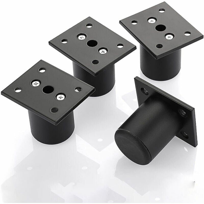 foto del prodotto 4 pezzi gambe per mobili regolabili piedini per letto sollevamento mobili gamba in lega di alluminio per base letto, armadio, tavolo nero, altezza