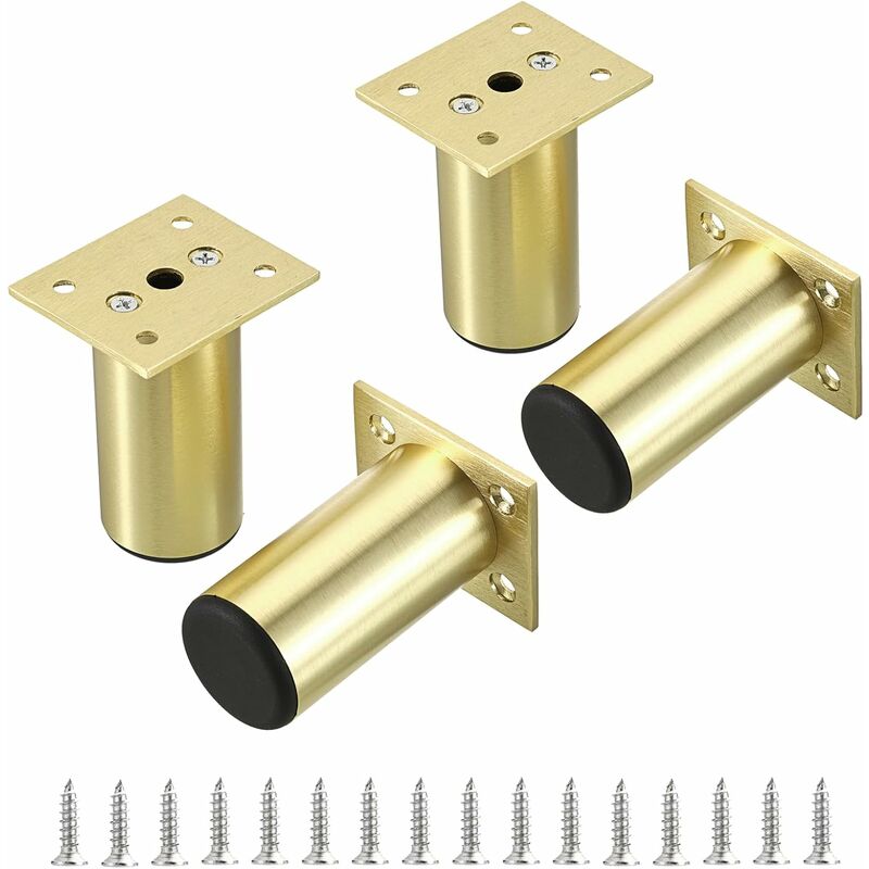foto del prodotto 4 pezzi gambe per tavolo regolabili 8cm gambe per mobili sostituzione per divano piedini del letto con viti oro