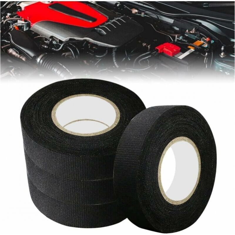 foto del prodotto 4 pezzi guaina elettrica per auto in flan 19 mm x 15 m nastro in tessuto per auto anti attrito anti incrostazione tessuto scotch riduzione del rumore