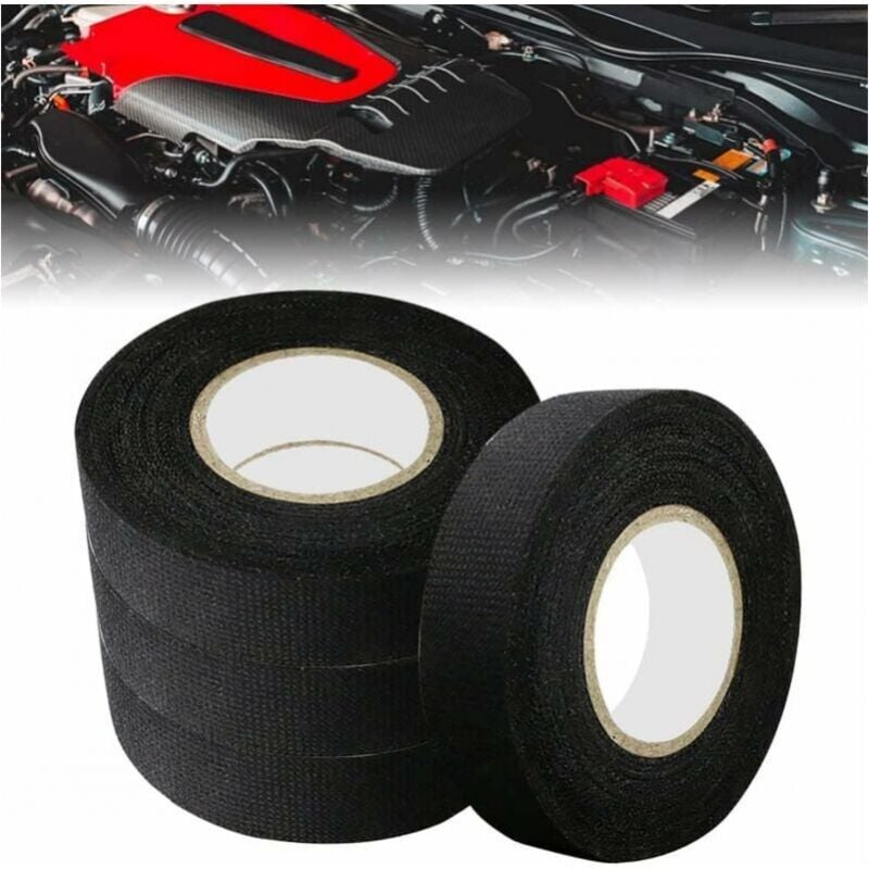 foto del prodotto 4 pezzi guaina elettrica per auto in flan 25 mm x 15 m nastro in tessuto per auto anti attrito anti incrostazione tessuto scotch riduzione del rumore