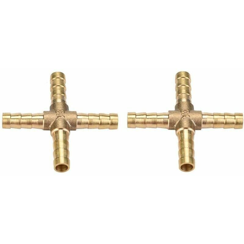 foto del prodotto 4 pezzi in ottone croce 4 vie giunto tubo flessibile raccordi barbed connettore aria acqua olio combustibile per collegamento conduttura 6 mm 