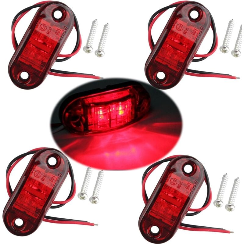 foto del prodotto 4 pezzi ip65 12v 24v led ovale laterale luce indicatore di posizione anteriore e posteriore lampada universale per camion rimorchio furgone roulotte