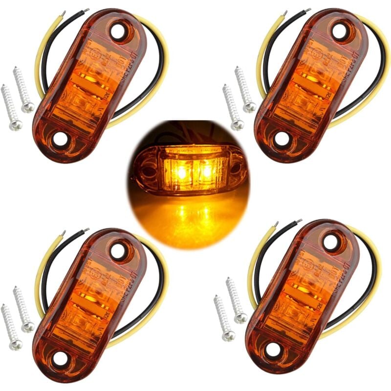 foto del prodotto 4 pezzi ip65 12v 24v led ovale laterale luce indicatore di posizione anteriore e posteriore lampada universale per camion rimorchio furgone roulotte