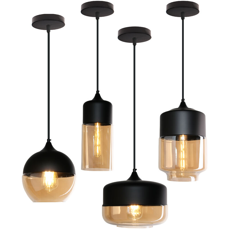 foto del prodotto 4 pezzi lampadario a sospensione in vetro lampada da soffitto moderna semplice per cucina sala da pranzo camera da letto