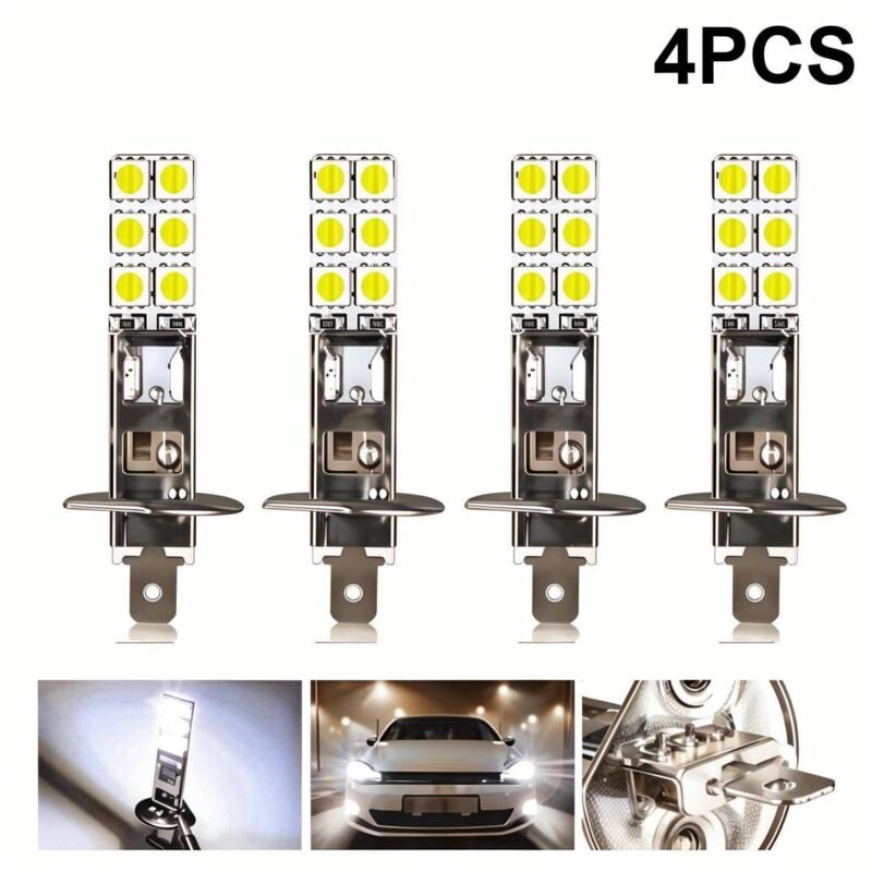 foto del prodotto 4 pezzi led h1 led 12v 6000k 12w bianco led auto fendinebbia luci di guida lampadina per fari a led illuminazione per auto