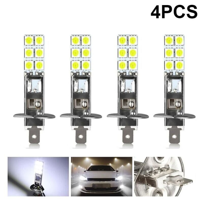 foto del prodotto 4 pezzi led h1 led 12v 6000k bianco 55w led fendinebbia luci di guida lampadina per fari a led, pratica a 