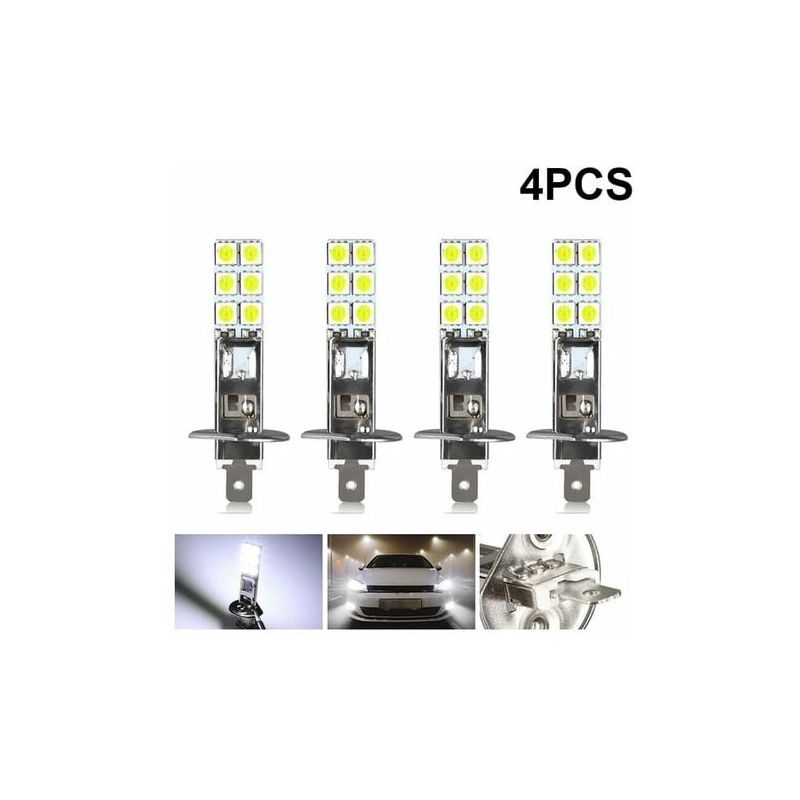 foto del prodotto 4 pezzi led h1 led 12v 6000k bianco 55w led fendinebbia per auto luci di guida lampadina per fari a led
