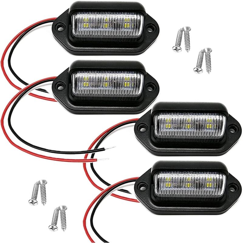 foto del prodotto 4 pezzi led luce targa, 12 v 24 v cc impermeabile 6 smd luce targa fanale posteriore, per camion suv rimorchio furgone camper barche come luce di