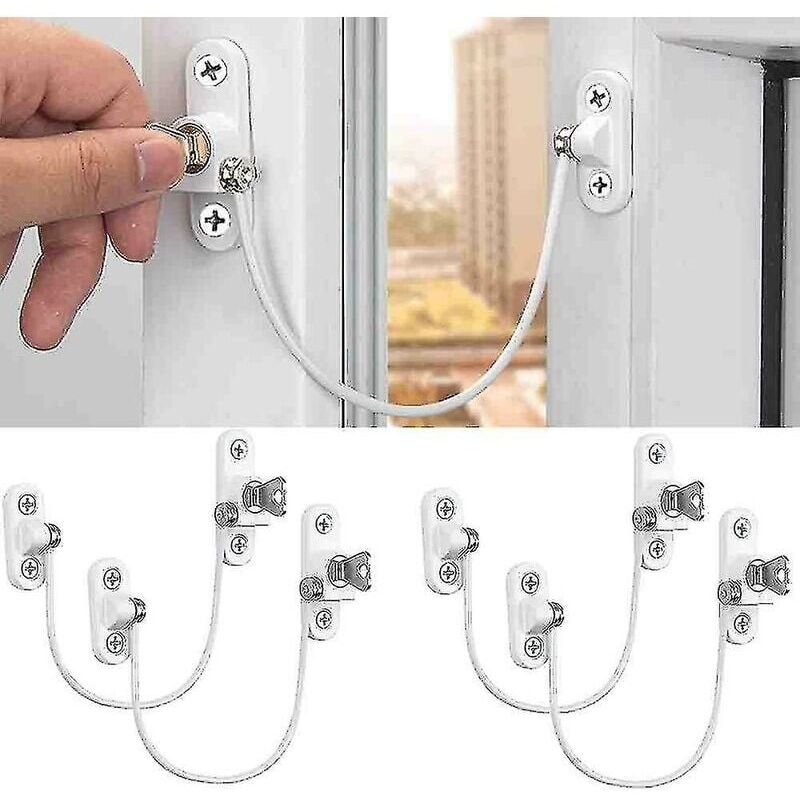 foto del prodotto 4 pezzi limitatore di finestre serrature limitatori di finestre serrature di sicurezza per bambini serrature per finestre serrature per porte bianco