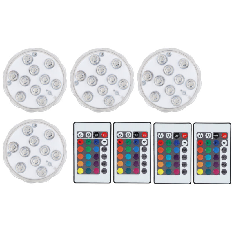 foto del prodotto 4 pezzi luci led rgb impermeabili luci subacquee per piscina con telecomando per la decorazione dell acquario
