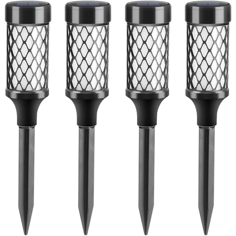 foto del prodotto 4 pezzi luci solari esterne impermeabili ad alta luminosit , luci led, per marciapiedi, cortili, patio, paesaggio, bianco