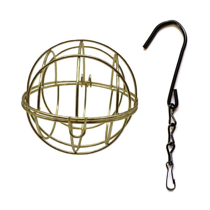 foto del prodotto 4 pezzi mangiatoie per palline grasse con gancio a s, diametro 7 cm, oro