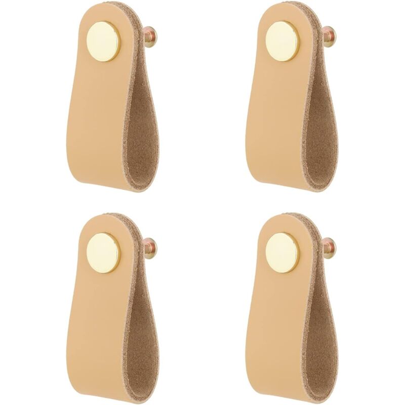 foto del prodotto 4 pezzi maniglie in pelle maniglie per cassetti in pelle pomelli per mobili in pelle marrone con viti mobili per armadi da cucina armadio cassettiera