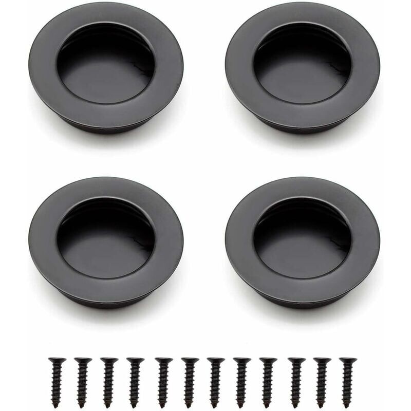 foto del prodotto 4 pezzi maniglie rotonde incassate, maniglie per porte scorrevoli in acciaio inossidabile da 40 mm, maniglie per mobili nere possono essere