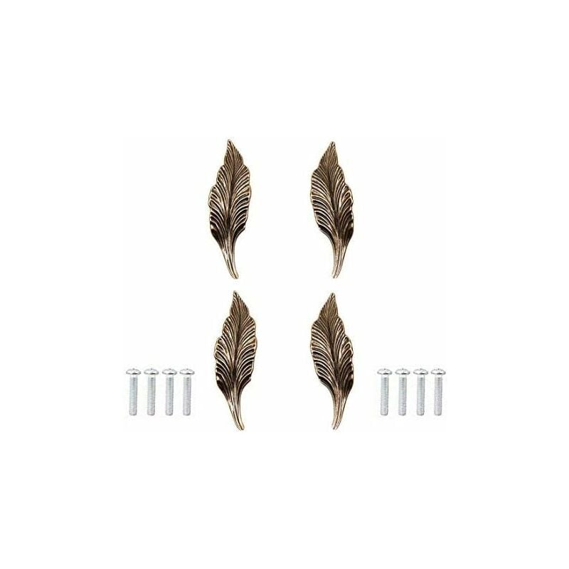 foto del prodotto 4 pezzi manopole e maniglie dei pomelli in bronzo a forma di foglia lunga maniglie per mobili da cucina cassettiera armadietto