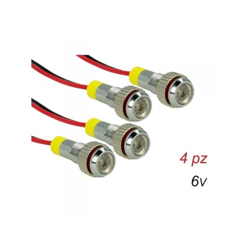 foto del prodotto 4 pezzi mini viti lampada led screw con filo rondella 6v bianco 6000k luci spia per moto epoca