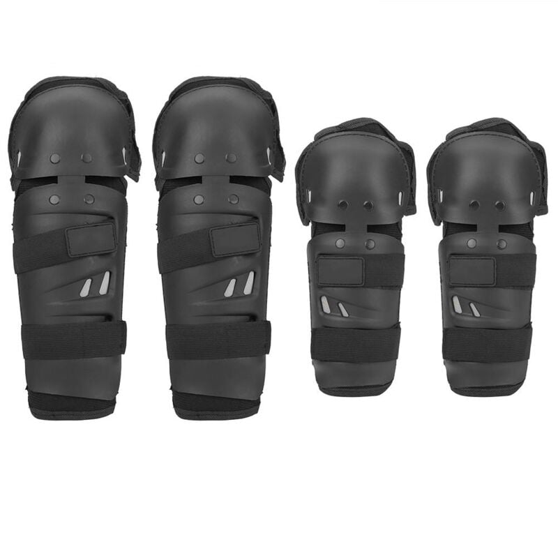 foto del prodotto 4 pezzi moto motocross ciclismo ginocchiere protezioni shin guard armature set nero. spedizione gratuita su ordini idonei dewin