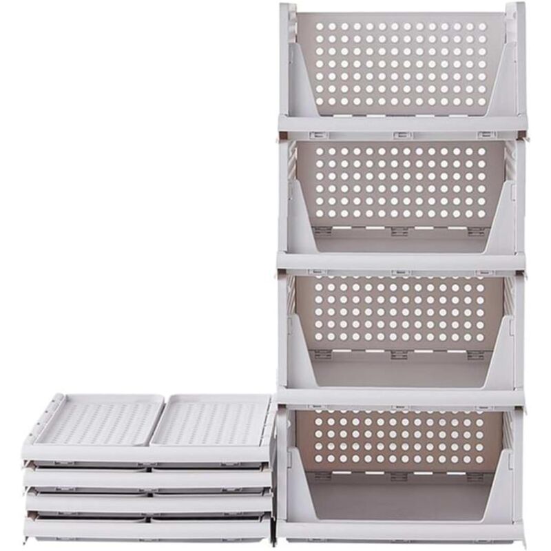 foto del prodotto 4 pezzi organizer per guardaroba organizer per vestiti cassetto impilabile organizer per armadio scaffale portaoggetti in plastica per vestiti,