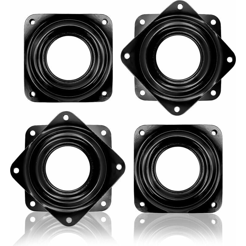 foto del prodotto 4 pezzi piatti girevoli quadrati piastra di supporto rotante, supporto girevole a 360 per supporto monitor computer supporto tv nero, 71 x 71 mm