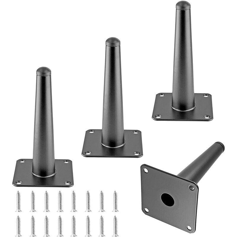 foto del prodotto 4 pezzi piedini per mobili in metallo 15cm gambe per tavolo cono nero