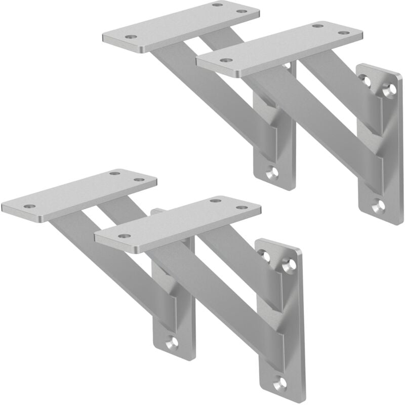 foto del prodotto 4 pezzi reggimensola a muro 120x120 mm argento alluminio mensole galleggianti a parete staffa a muro supporto mensola sospesa a parete staffe per